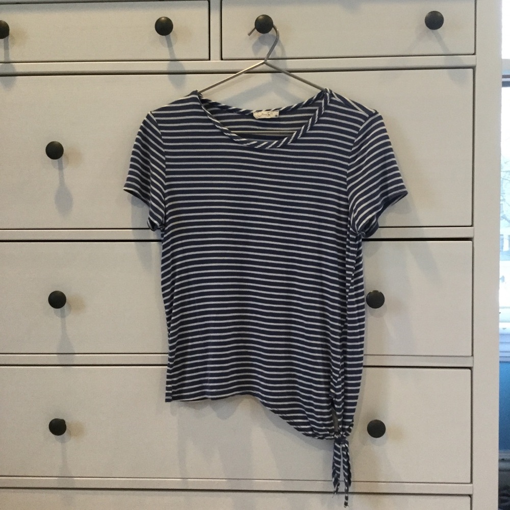 Soft Blue and White Striped Tee